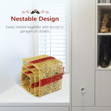 Set of 3 Golden Gift Box Christmas Decorations with Lights, 6, 8 and 10 Inch, 5M Cord – Indoor and Outdoor