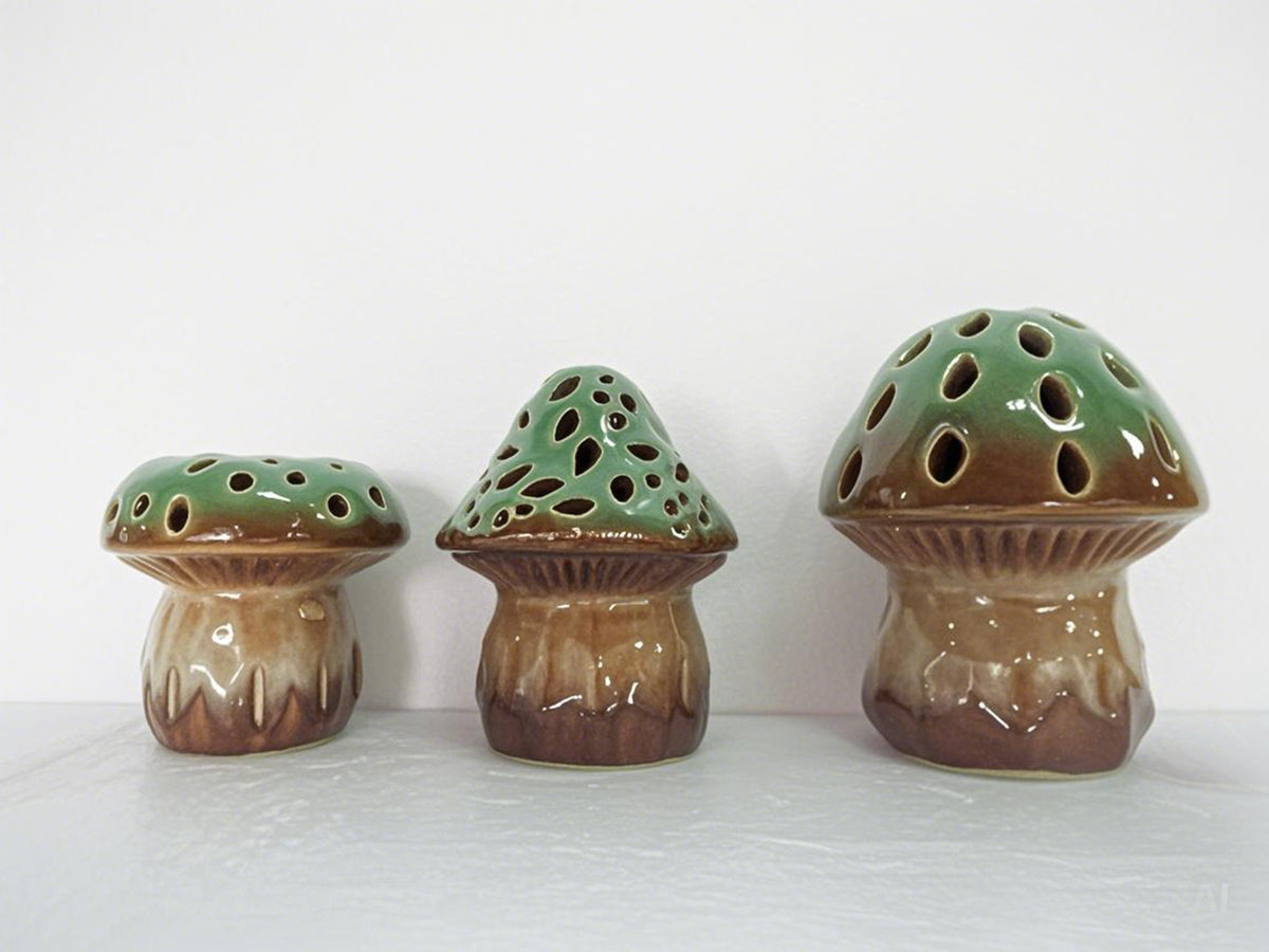 Avilo Set of 3 Mushrooms with Light – Rockery and Garden Decoration
