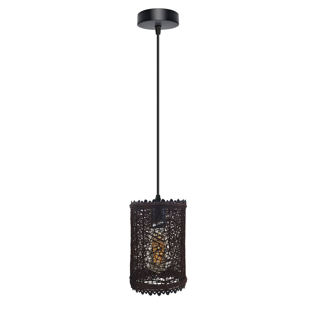 LEDSONE Handmade Wicker Rattan Pendant Light with E27 Holder & Adjustable 95cm Cord – Boho Lampshade