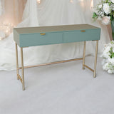 Green 120cm wooden 2-drawer side table