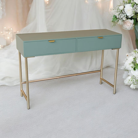 Green 120cm wooden 2-drawer side table