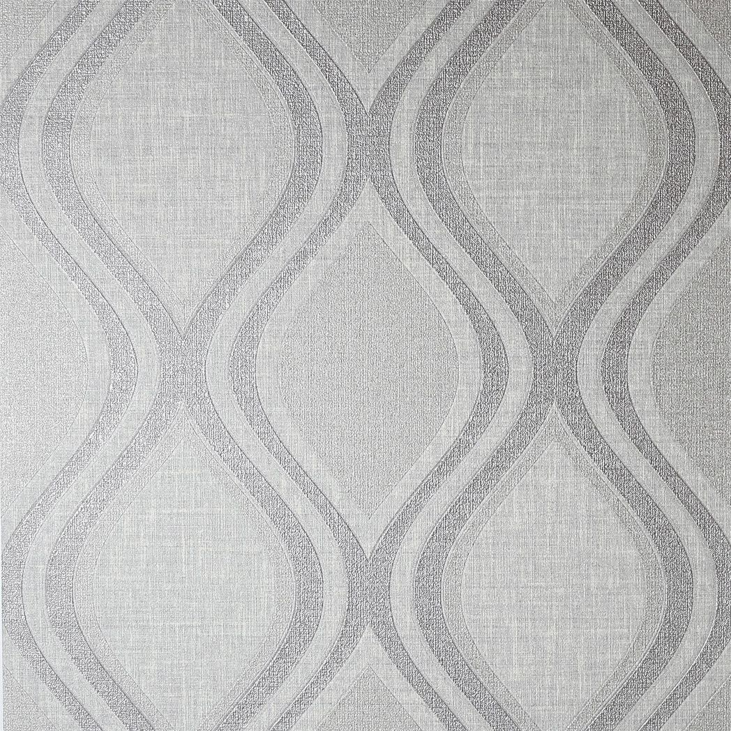 Arthouse Curve Heavyweight Vinyl Wallpaper with Teardrop Design & Metallic Shimmer – Strippable, Grey