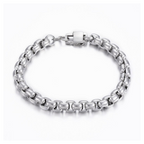 Aye Do Gifts Men's Silver Box Chain Bracelet – 8mm Stainless Steel, 9 Inch