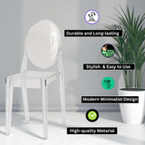 MSL Modern Ghost Clear Acrylic Dining Chair – Transparent Minimalist Seat for Dining Room, Kitchen & Office