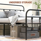 Double Metal Bed Frame with Built-In Slats – Sturdy Non-Squeak Frame for 140cm Mattress