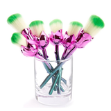 Aquarius 6-Piece Beauty and the Beast-Inspired Rose Makeup Brush Set with Glossy Handles – Blush & Powder