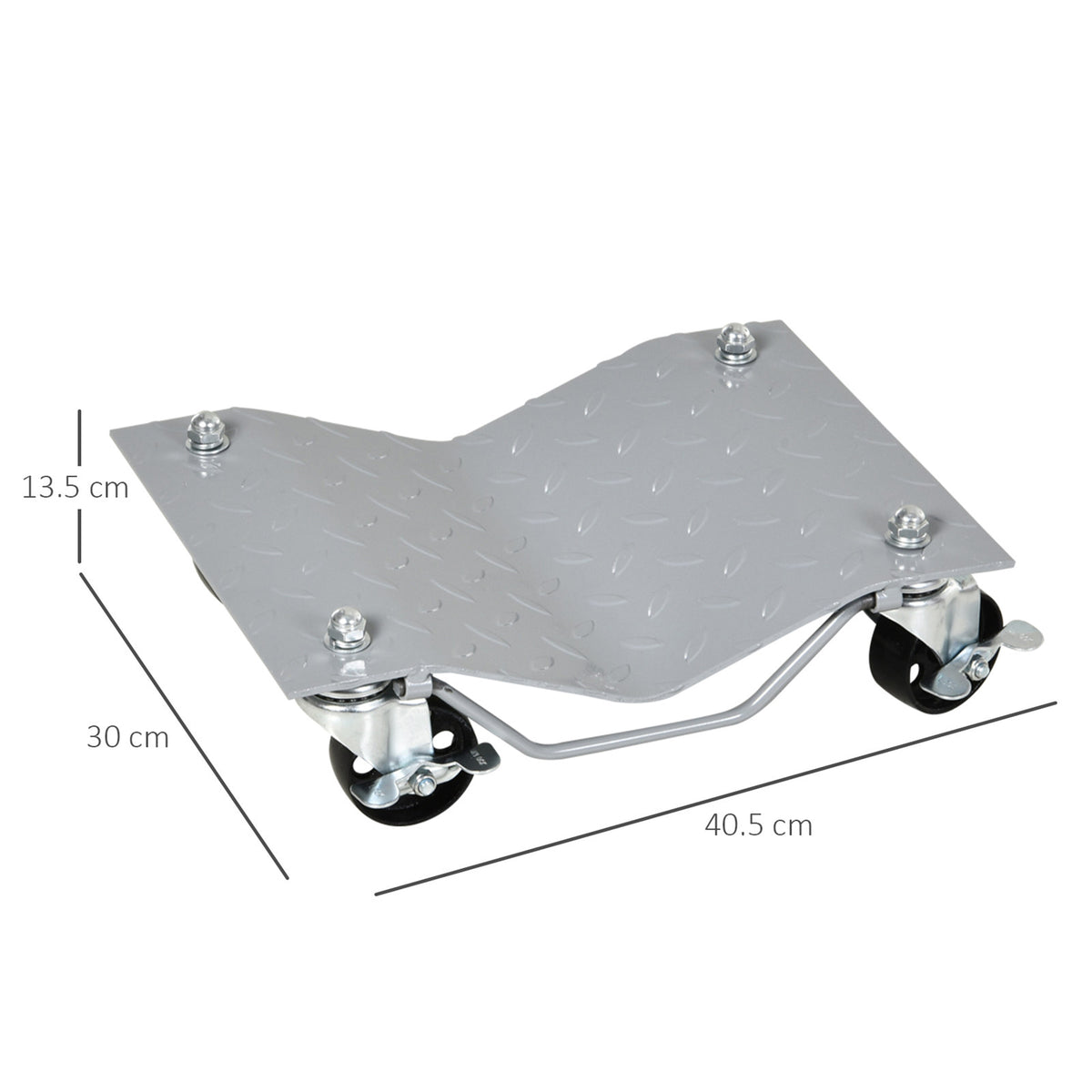 DURHAND Car Wheel Dollies with Lockable Swivel Casters, Set of 2, 680kg Capacity – Vehicle Moving Skates, Grey