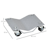 DURHAND Car Wheel Dollies with Lockable Swivel Casters, Set of 2, 680kg Capacity – Vehicle Moving Skates, Grey