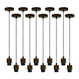 10 Pack Industrial Brushed Copper Pendant Light Holders with 95cm Cable – E27 Vintage Ceiling Fittings