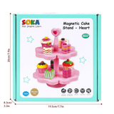 SOKA Wooden Magnetic Cake Stand Play Set, Heart Design – Pretend Afternoon Tea Toy for Kids