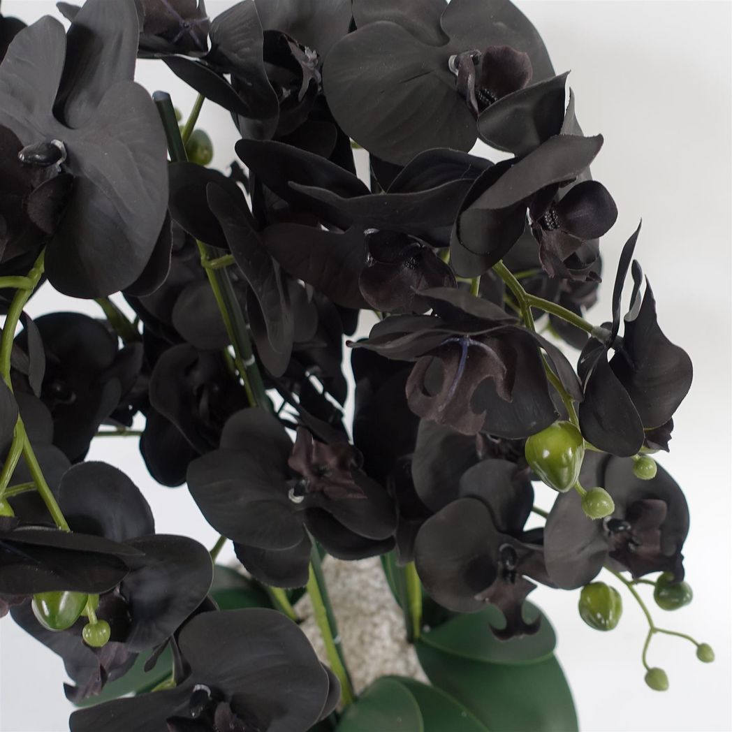 60cm Artificial Black Orchid – Gold Ceramic Planter