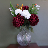 Leaf Clear Fern Print Glass Bottle Vase, 26cm Thick Hand-Finished Glass – Real or Artificial Flowers