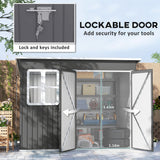Outsunny 8.5x6ft Galvanised Steel Garden Shed with Foundation Kit, Window & Vents – Lockable Storage, Dark Grey