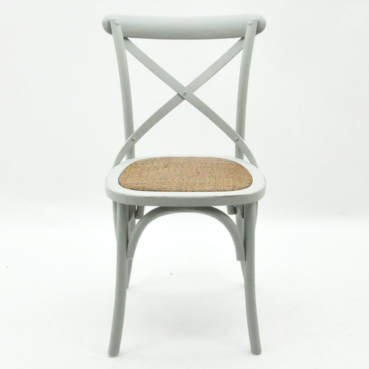 AcaciaHome Oak Cross Back Café Chair with Rattan Seat – Hand-Finished Dining Seating, Grey