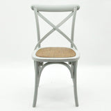 AcaciaHome Oak Cross Back Café Chair with Rattan Seat – Hand-Finished Dining Seating, Grey
