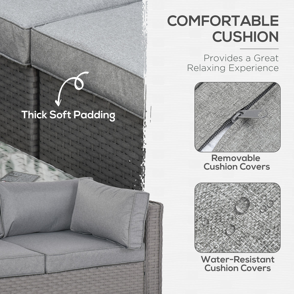 Outsunny Rattan Corner Sofa Set modular layout view
