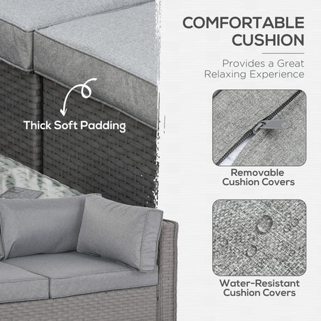Outsunny Rattan Corner Sofa Set modular layout view