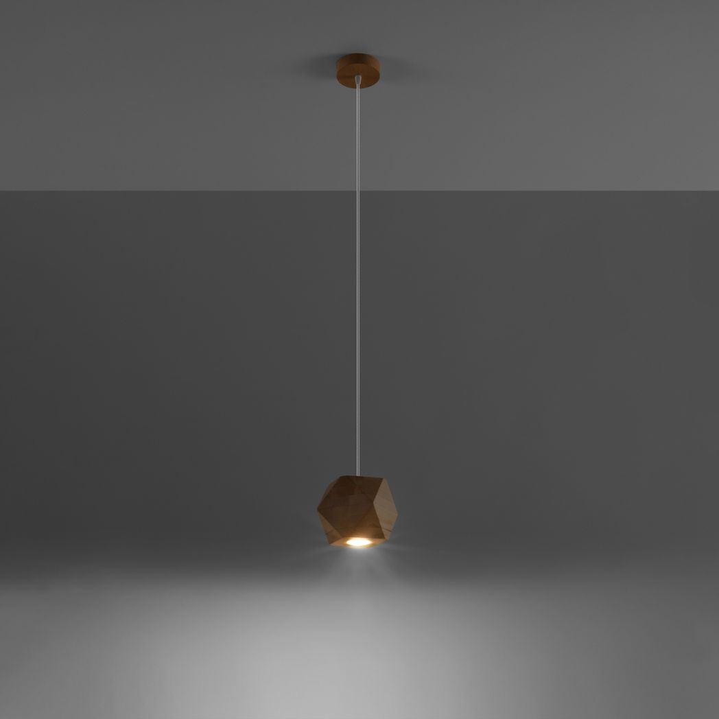 Sollux Lighting Woody Scandinavian Wooden Pendant Lamp, GU10 – Natural Wood Hanging Ceiling Light