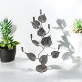 Silver Flower-Shaped Metal Candelabra, 77cm Tall – Art Deco Floral Table Centrepiece