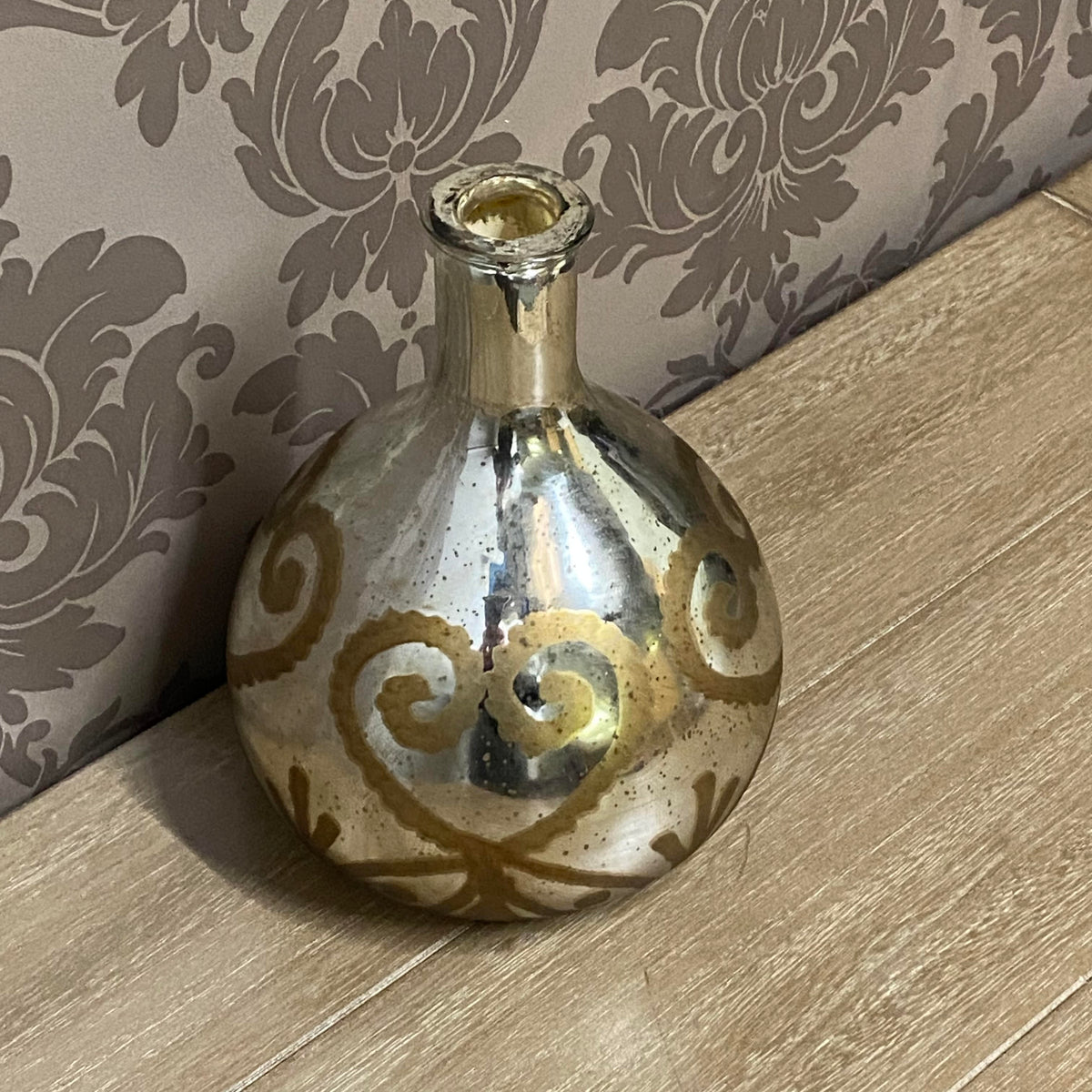MSL Elegant Silver and Gold Decorative Bottle Vase – Rustic Home Decor for Flowers and Gifts