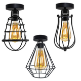 Vintage Industrial Balloon Shaped Wire Cage Ceiling Light with Metal Ceiling Rose & E27 Holder – Max 60W