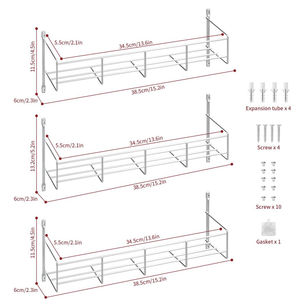 VINSANI 6-Tier Herb & Spice Rack Organiser – Stepped Design for Cupboards or Worktops