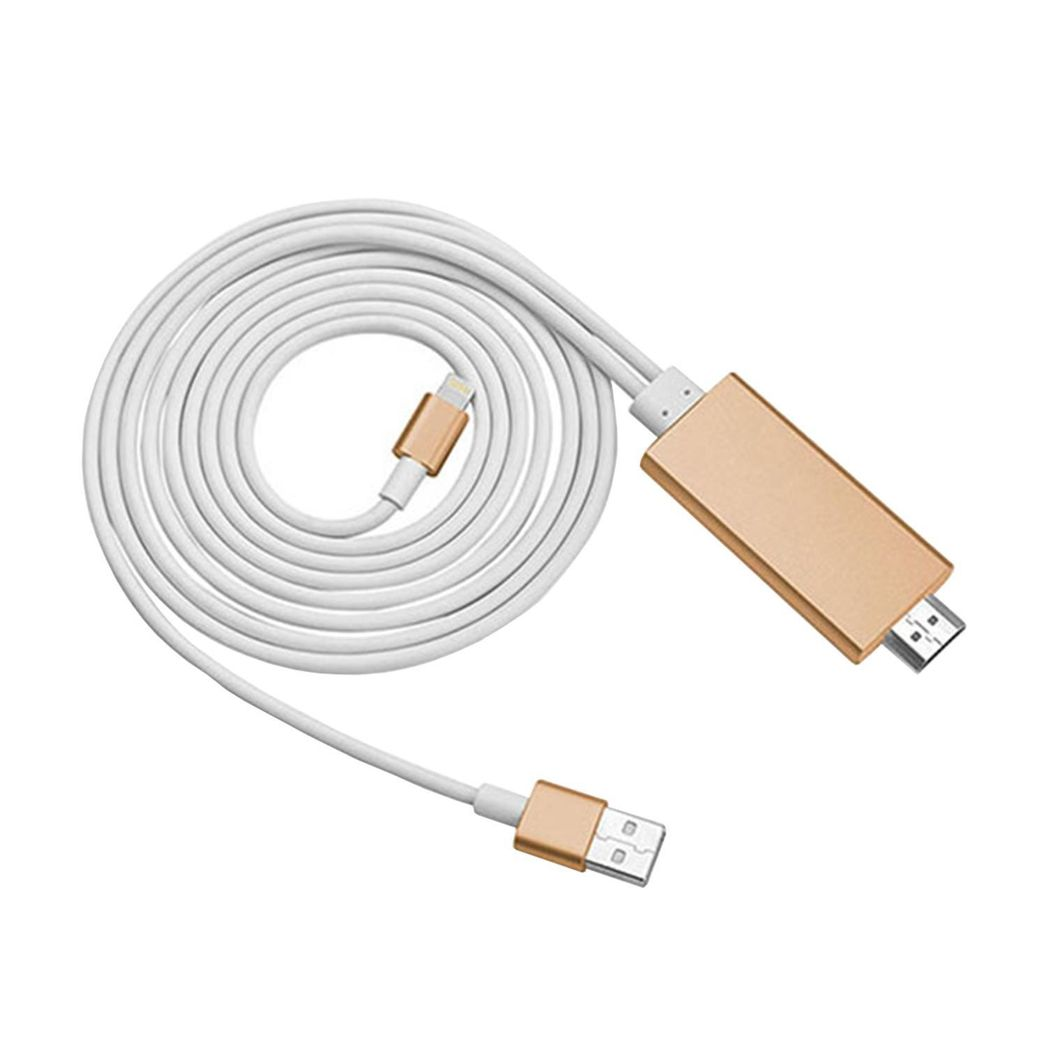Aquarius Full HD HDMI Connector Cable for 8-Pin Phone & Pad – 1080p HDTV Adapter, Gold