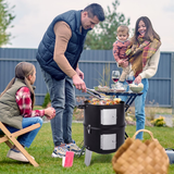 Vertical Steel Charcoal Smoker – Heavy-Duty Double-Layer Round BBQ Grill for Outdoor Cooking, Black