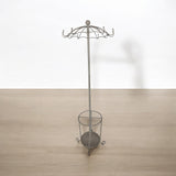 MSL 172cm Metal Coat Stand with Umbrella Holder and Multiple Hooks – Space-Saving Hallway Storage, Cream