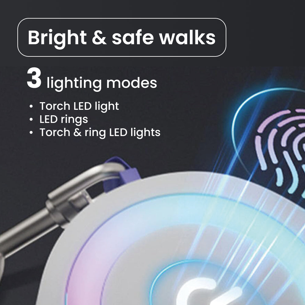 Flexi Retractable Dog Leash with 3 LED Light Settings, 5m Length – Night Walk Lead for Dogs up to 50kg
