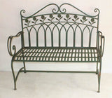 Decorative Metal Garden Bench, 112cm – Green and Gold Finish, Easy Assembly