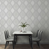 Arthouse Curve Heavyweight Vinyl Wallpaper with Teardrop Design & Metallic Shimmer – Strippable, Grey
