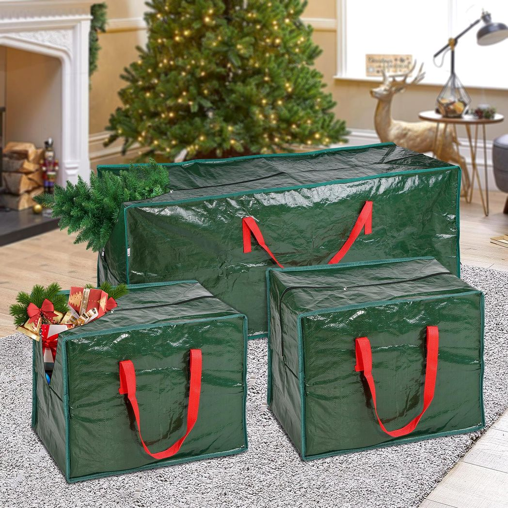 Vinsani 3 Piece Christmas Tree Storage Bags for Trees up to 7ft – Water-Resistant, Dust-Proof with Zip Closure