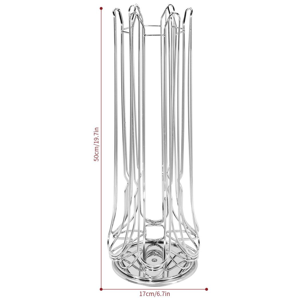 Vinsani 48 Pod Coffee Capsule Stand with 6 Wells – Organised Pod Holder with Clear Flavour Labels, Chrome