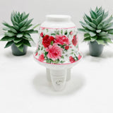 Ceramic Plug-In LED Night Light with Colourful Floral Design – Decorative Bedroom and Hallway Light, Pink