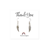 Aye Do Gifts Angel Wing Earrings on Rainbow Thank You Card – Sterling Silver Plated Gift in Black Gift Box