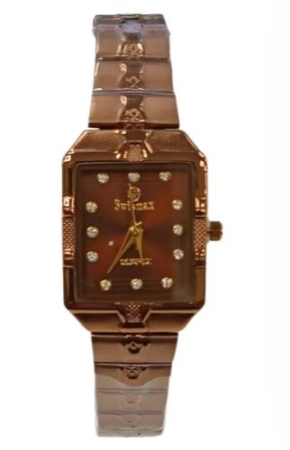 Swismax Ladies Bling Watch – Brown Dial, Brown Metal Strap, Water Resistant
