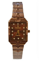 Swismax Ladies Bling Watch – Brown Dial, Brown Metal Strap, Water Resistant