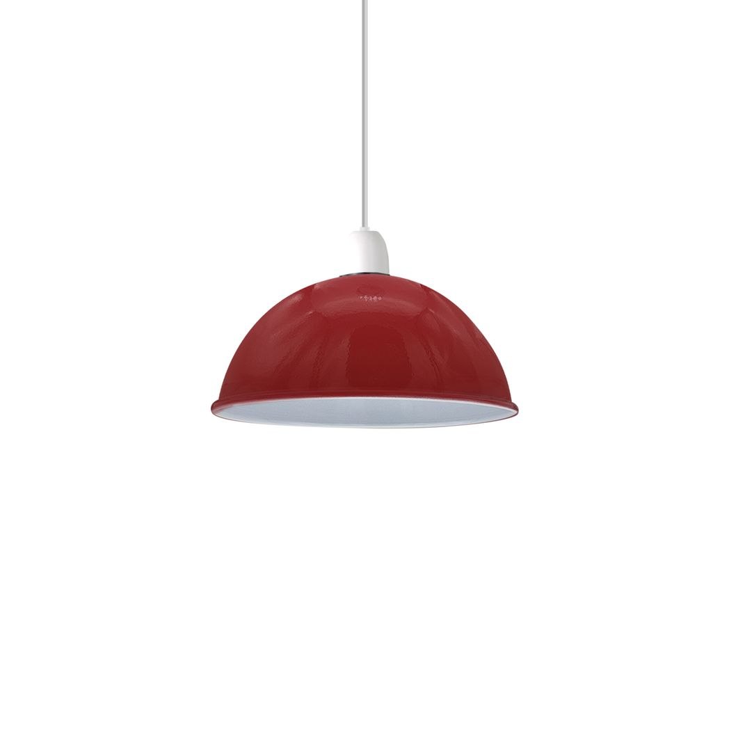 Vintage Burgundy Industrial Easy Fit Dome Metal Lamp Shade – E27 Fitting, up to 60W, Ceiling & Wall