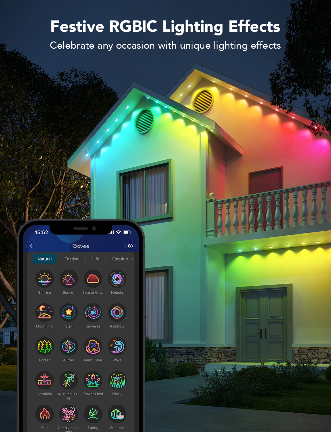 Govee RGBIC Permanent Outdoor Lights, 30m IP67 – Decorative Eaves, Fence & Corridor Lighting