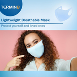 Termin8 Water Repellent Reusable Face Mask with Double Layer & Stretchy Earloops – Adult/Teen, Blue
