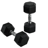 HOMCOM Hexagonal Dumbbell Set, 2 x 10kg with Knurled Handles – Anti-Roll Hand Weights for Home Gym