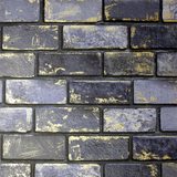 Arthouse Metallic Brick Wallpaper with Gold Highlights – Paste the Paper Feature Wall Covering, Navy and Gold