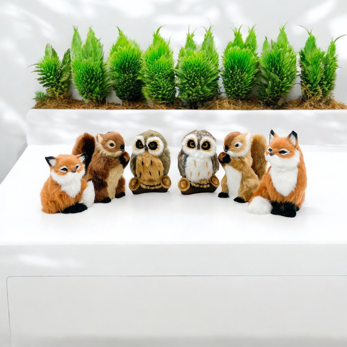 Standing Owl, Fox and Squirrel Ornaments, 16cm Assorted – Decorative Animal Figurines for Home