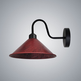 Vintage Swan Neck Wall Light, Cone Shade, E27 Socket – Dimmable Indoor Wall Sconce, Rustic Red
