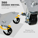 DURHAND Car Wheel Dollies with Lockable Swivel Casters, Set of 2, 680kg Capacity – Vehicle Moving Skates, Grey