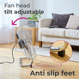 Neo 16 Inch High Velocity Chrome Metal Floor Fan with Adjustable Tilt – Home, Gym & Workshop Cooling