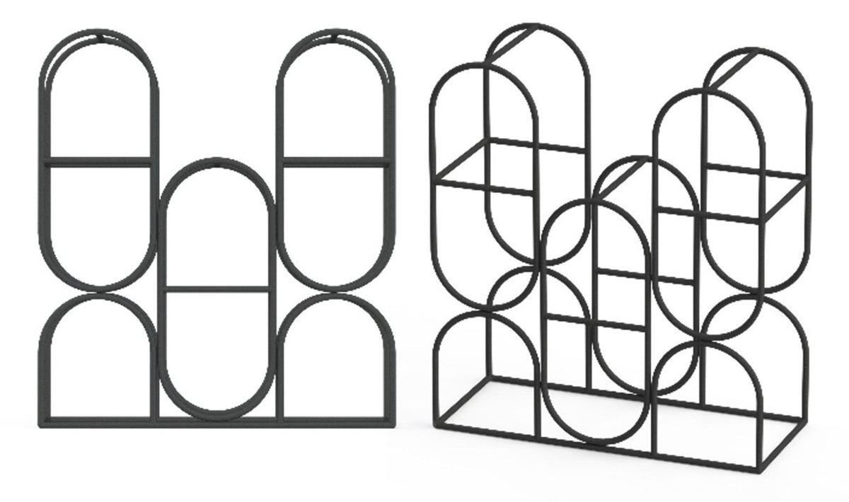 Cast Iron Freestanding Wine Rack, 14 Inch – Compact Decorative Wine Storage for Worktops and Bars, Black