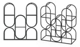 Cast Iron Freestanding Wine Rack, 14 Inch – Compact Decorative Wine Storage for Worktops and Bars, Black