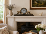 Avilo Regal Mantlepiece Table Top Clock in Iron and Glass – Elegant Mantel and Windowsill Decor